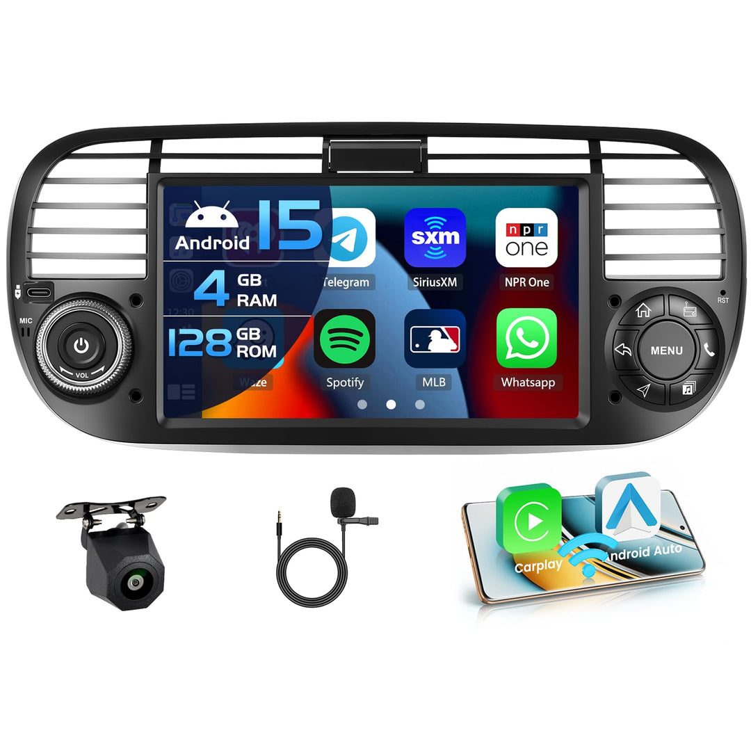 Inefala 4+128G Autoradio für FIAT 500 2007-2015 Android 15 mit 7&