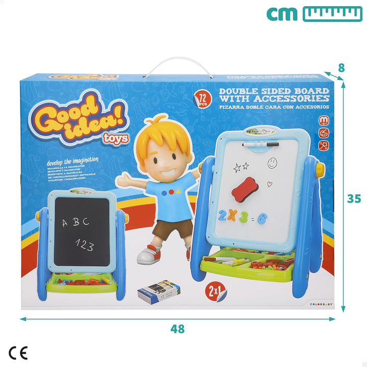 ColorBaby 47987 Good Idea Magnettafel für Kinder, 2-in-1, 36 x 26 x 42 cm, Kreide, Marker, Buchstabe