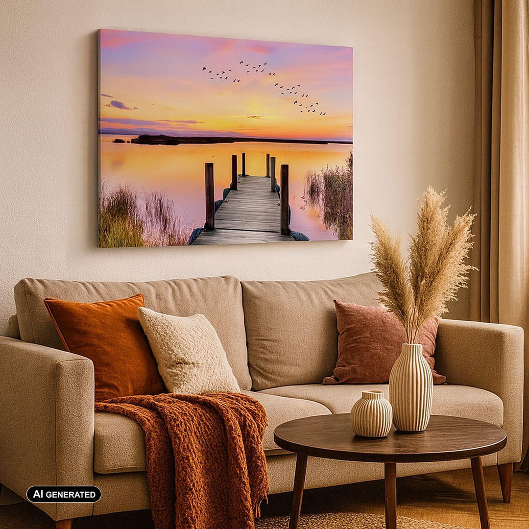 Bilder auf Leinwand 100x70cm Leinwandbild Fussgängerbrücke Sommer Menschen Liebe Gross Wanddeko Bild