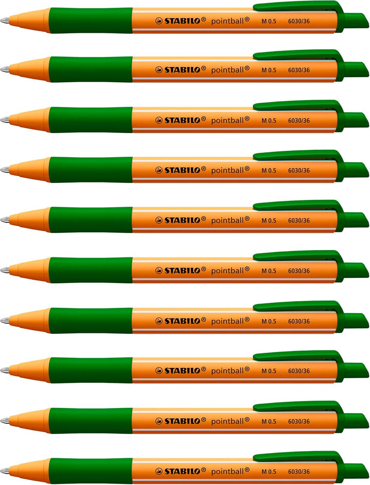 Druck-Kugelschreiber - STABILO pointball - 10er Pack - grün, grün