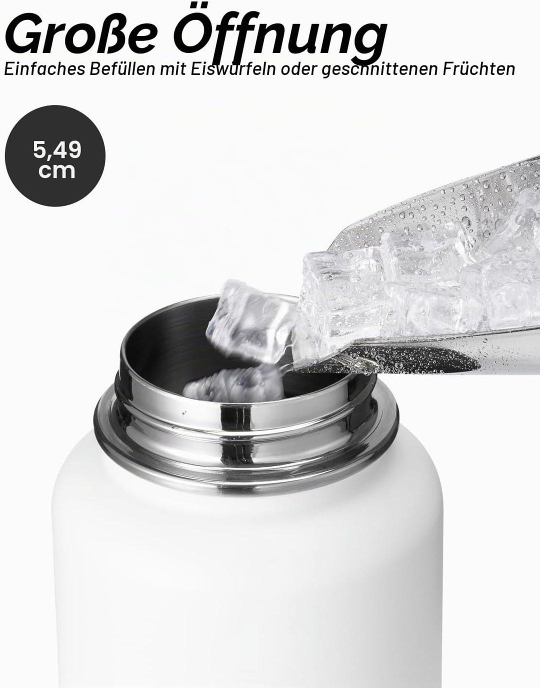 Coolflask Wasserflasche mit Strohhalm, isoliert, Edelstahl, Metall, 3 Deckel, Wasserflasche für Spor