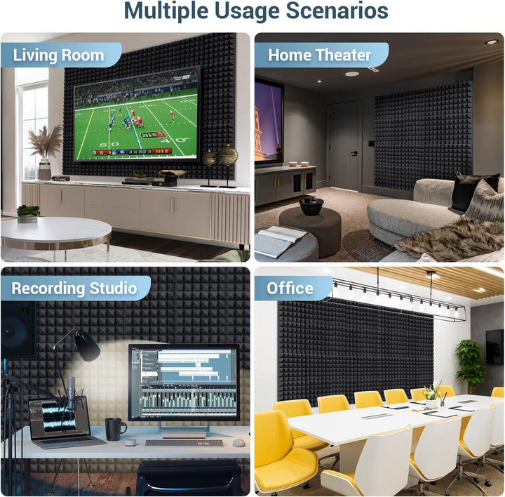 Ohuhu Akustikschaumstoff Akustikpaneele 12 Stück mit Aufkleber, Schalldämmung Wand Schallabsorber Ak