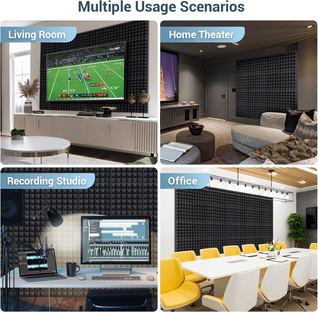 Ohuhu Akustikschaumstoff Akustikpaneele 24 Stück mit Aufkleber, Schalldämmung Wand Schallabsorber Ak