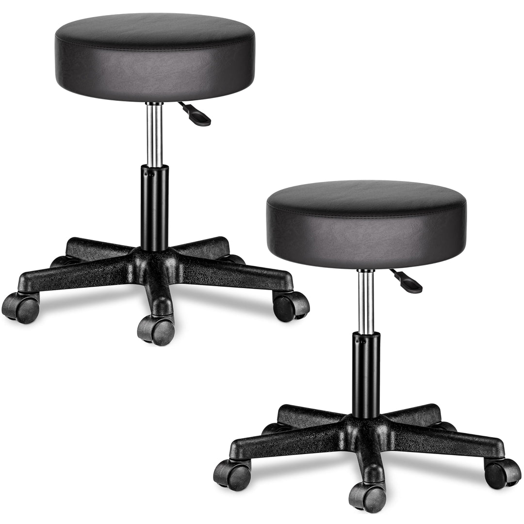 Casaria® Rollhocker Höhenverstellbar 2er Set 10cm Polsterung 46-60cm Höhe 360° Drehbar Ø35cm Rund Ro