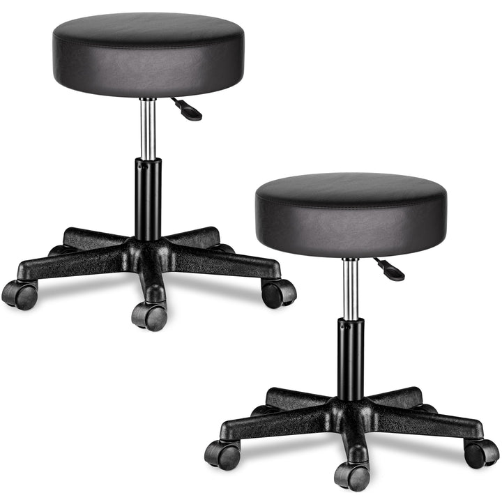 Casaria® Rollhocker Höhenverstellbar 2er Set 10cm Polsterung 46-60cm Höhe 360° Drehbar Ø35cm Rund Ro