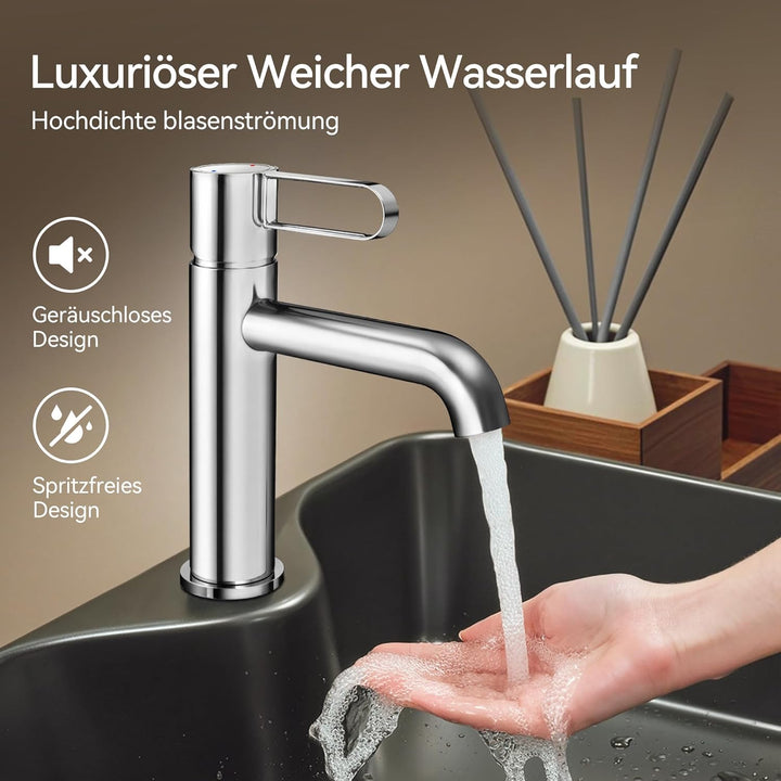 ALPHA HOME Mischbatterie Bad Wasserhahn Badarmatur Waschtischarmatur mit Wassersparfunktion, Einhebe