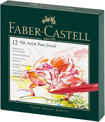 Faber-Castell 167146 - Tuschestift Pitt Artist Pen B, Atelierbox 12er 12 stück (1er Pack) Single, 12