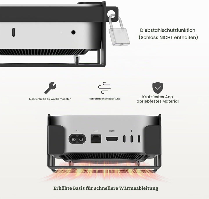 Fasgear Aluminiummetall VESA Halterung für Mac-mini M4 /Pro 2024,Halterung Unter Schreibtisch/Wandha