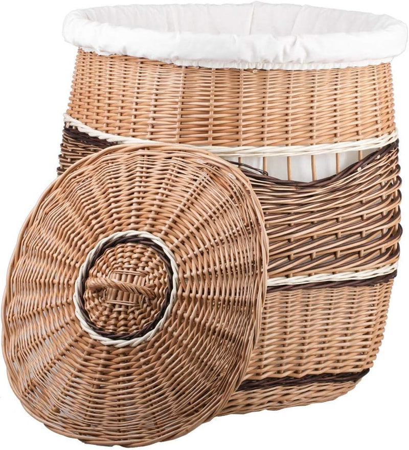 e-wicker24 Wäschekorb aus Weide (50x50 H63, mit Stoffeinlage) 50x50 H63 Mit Stoffeinlage