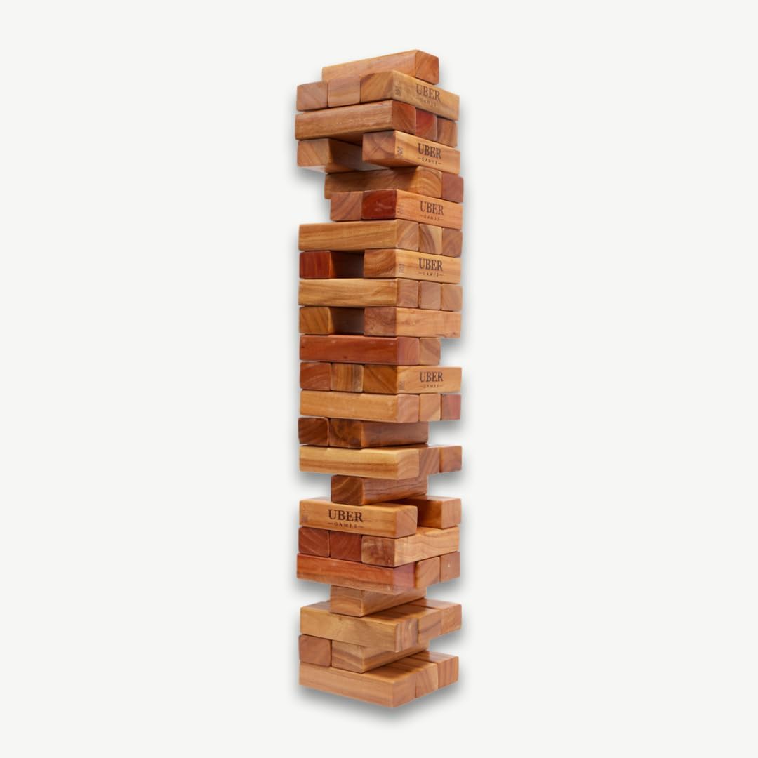 Hartholz Wackelturm XXL bis 250cm - Stapelturmspiel : das härteste Holz auf dem Markt - 100% Indien