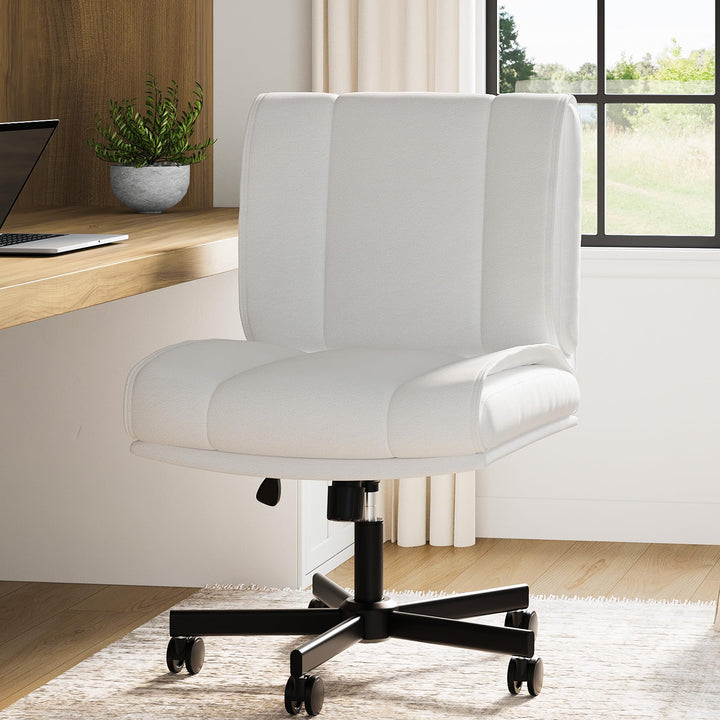 GarveeHome Bürostuhl ohne Armlehnen, höhenverstellbarer Drehstuhl mit Rückenlehne, ergonomisch, PU-S