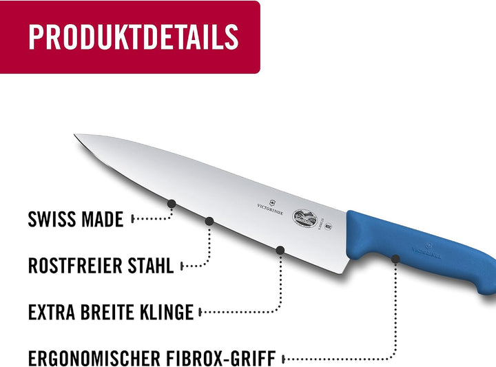 Victorinox Fibrox Kochmesser, Breites Universalmesser für Fleisch, Fisch, Gemüse und Kräuter, 25 cm,
