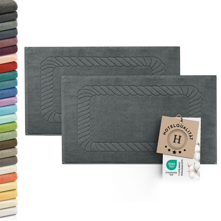 ZOLLNER 2er Set Badematten - weiche und saugstarke Duschvorleger - waschbar bis 95°C - Baumwolle - 5