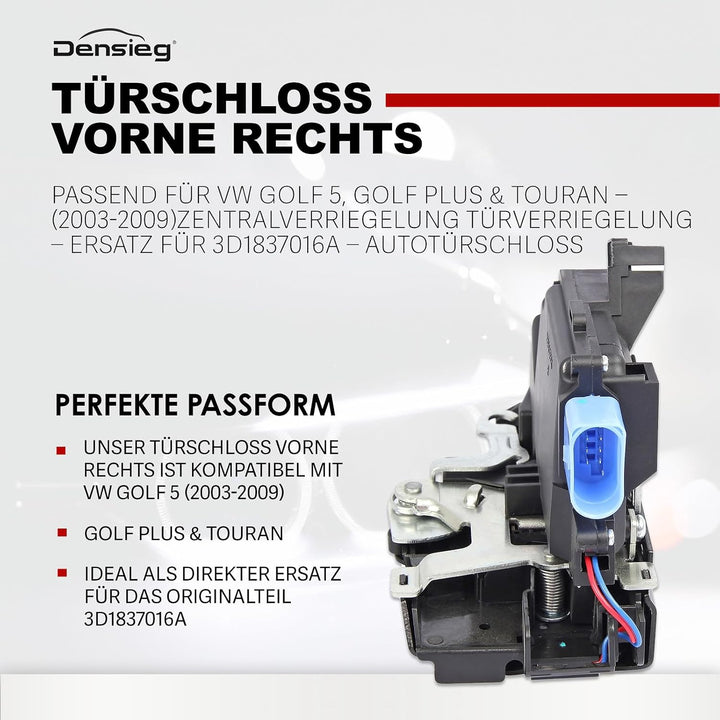 Türschloss vorne rechts – Passend für Golf 5, Golf Plus & Touran – (2003-2009) Zentralverriegelung T