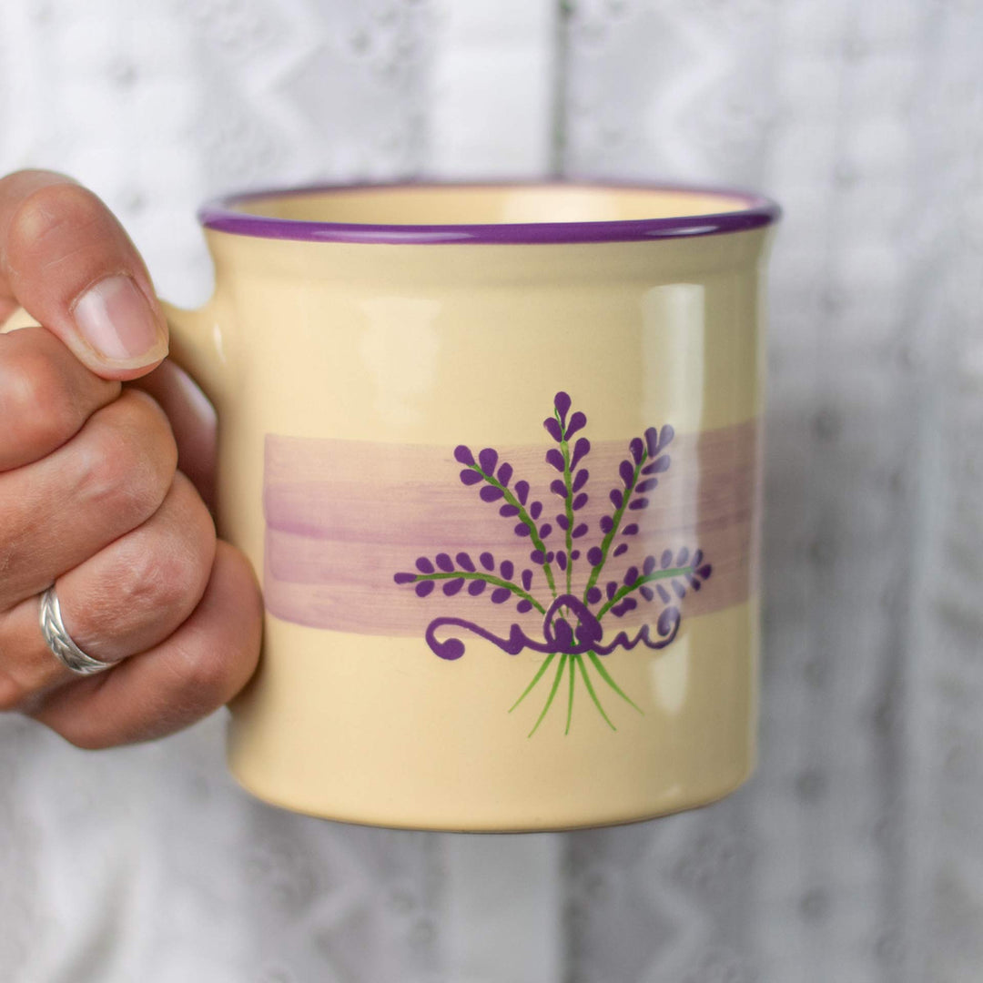 City to Cottage® - Keramik XXL Becher 500 ml | Kaffeebecher | Lavendel Motiv | Handgemacht | Keramik