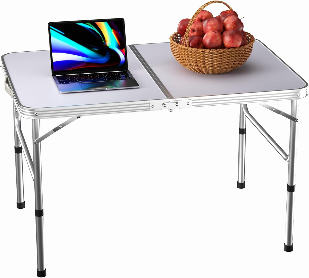 90cm Faltbarer Campingtisch, tragbarer Faltbarer Picknicktisch mit stabilen Aluminiumbeinen und Trag