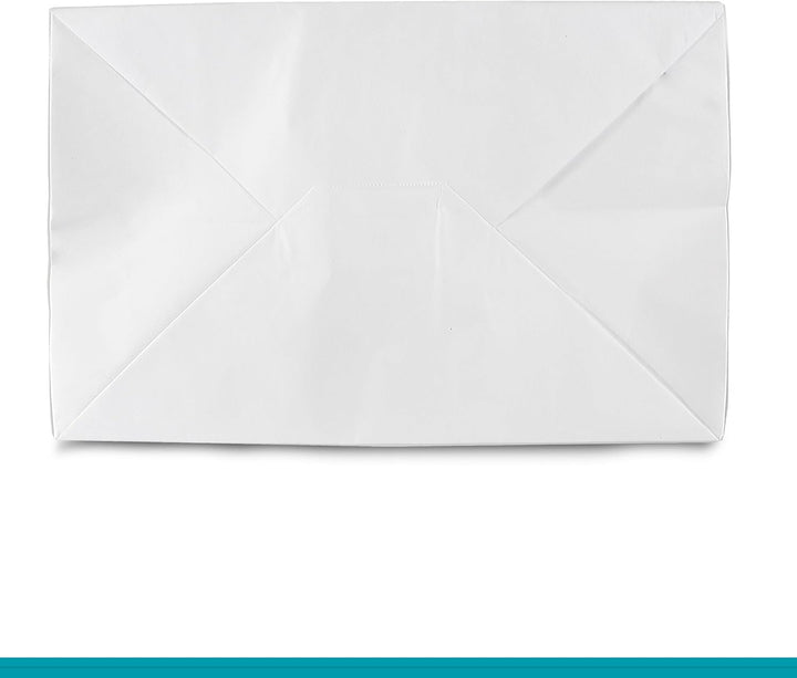 Commerline Papiertüten 250 Stück, Weiss, 32+22x25 cm | Kraftpapier Tüten Klein Mit Henkel | Tragetas