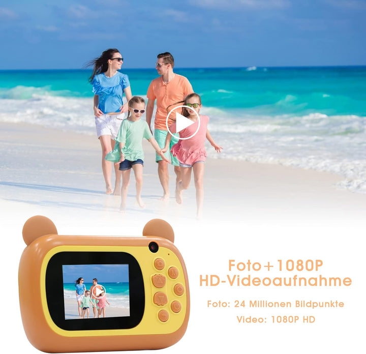 Sofortbildkamera für Kinder, 6,1 cm LCD-Bildschirm Druckkamera, Digitalkamera Mit 6-fachem Zoom, 24