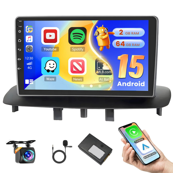 Hikity 2+64G 9" Android Autoradio für Renault Megane 3 2009-2014 | Wireless Carplay Autoradio 2 DIN