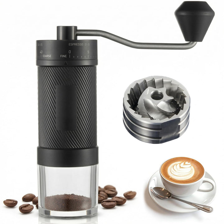 Manuelle Kaffeemühle mit 40 extern einstellbaren Mahlstufen, tragbare Kaffeemühle für Espresso, Pour