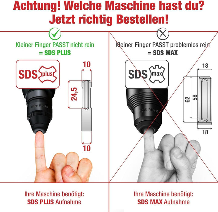 SCHWABENBACH® Fliesenmeissel Sds Plus - 2tlg 250 mm lang - Flachmeissel Sds Plus 50 mm + Sds Meissel