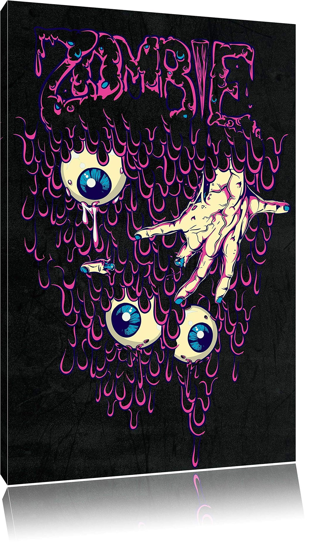 Dark Zombie-Eyes black Leinwandbild Bild auf Leinwand, XXL riesige Bilder fertig gerahmt mit Keilrah