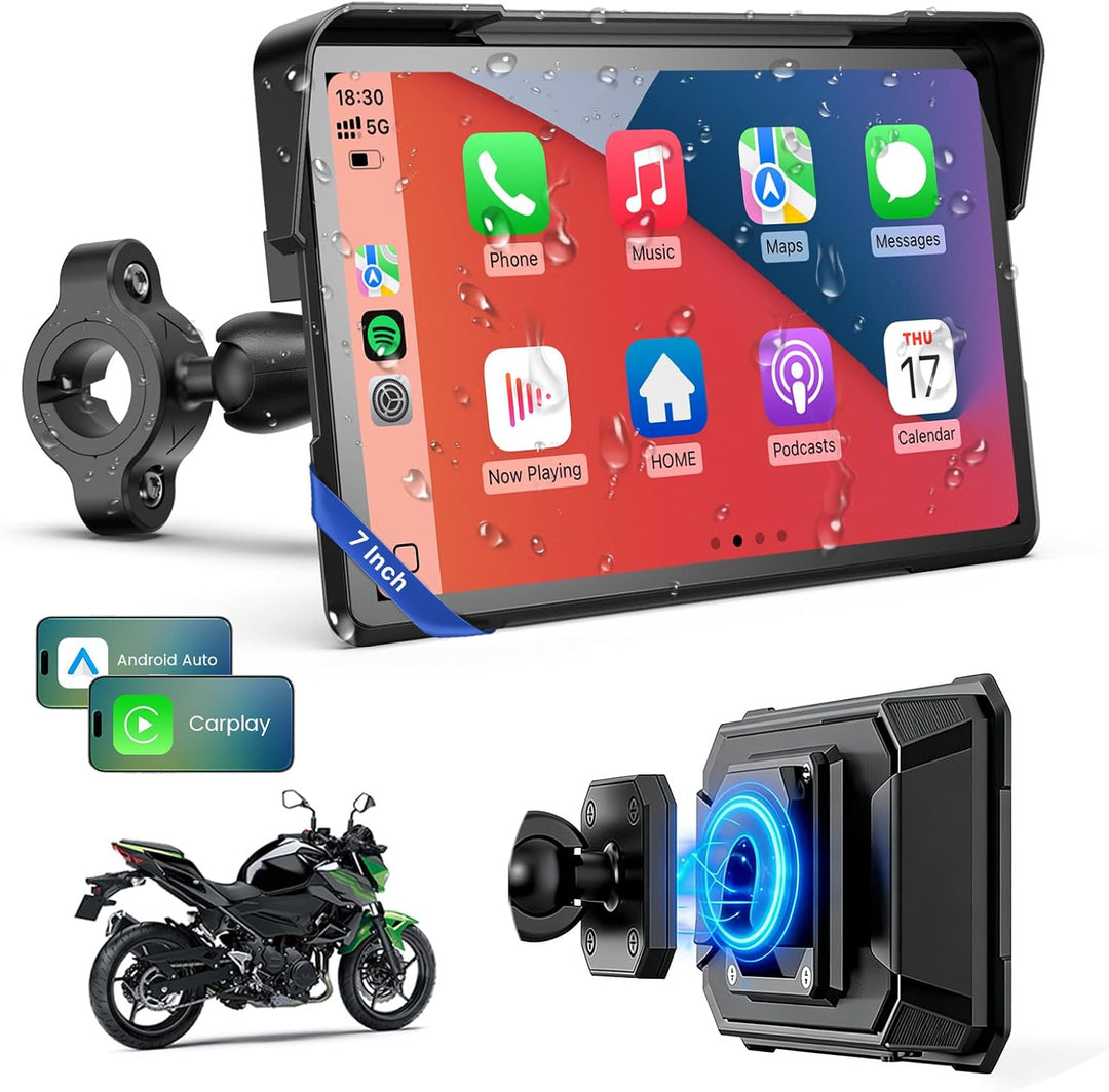 WonVon 7 Zoll Motorrad Carplay Display Motorrad Navigationsgeräte mit Motorrad Navi CarPlay & Androi