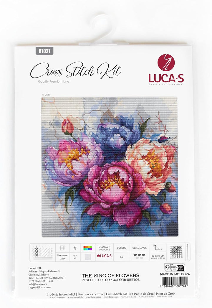 MARUSSIA Luca-S Kreuzstich Stickpackung Der König der Blumen, Zählmuster, 32x32cm
