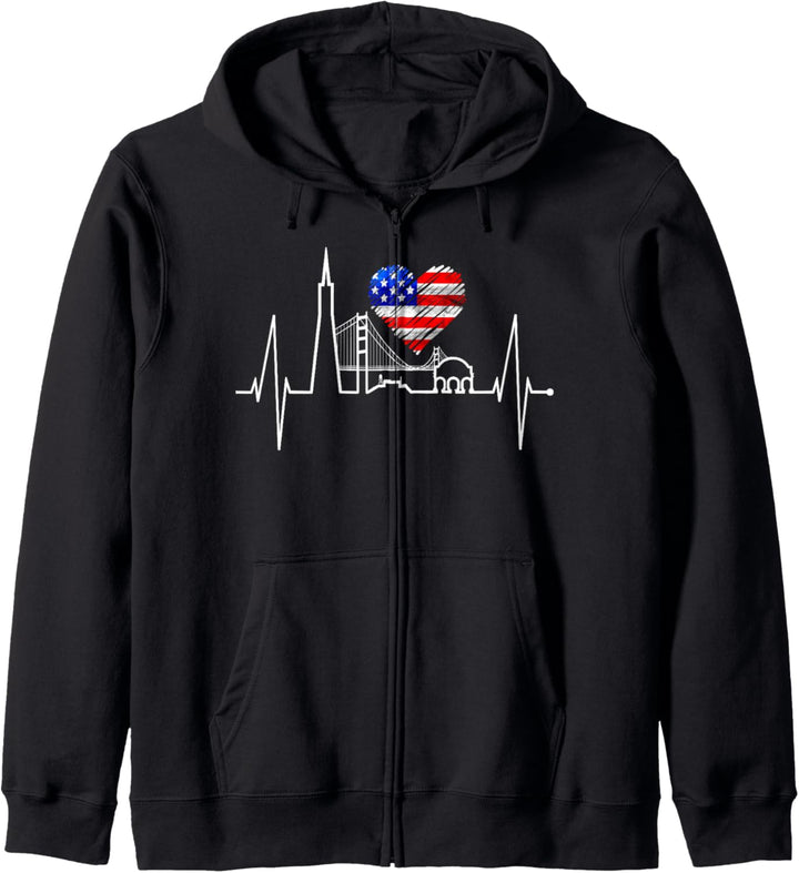 San Francisco Skyline Herzschlag Kalifornien San Francisco Kapuzenjacke