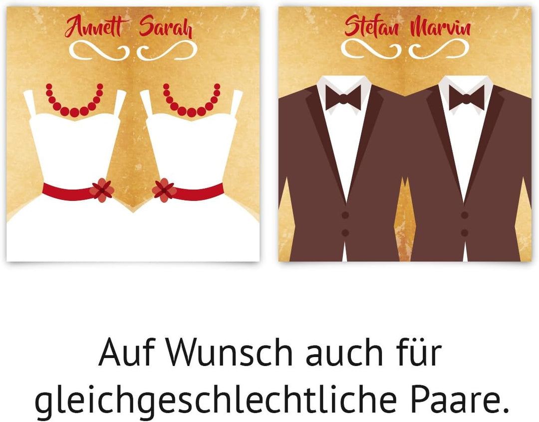 Hochzeitseinladungen (30 Stück) - Braut und Bräutigam Altarfalz - Hochzeitskarten in Vintage