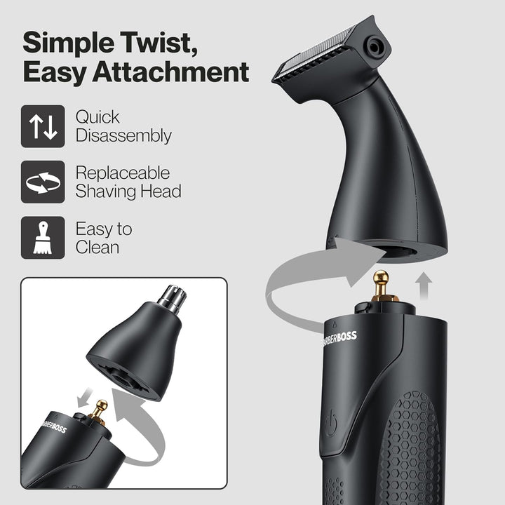 BarberBoss 3-in-1 Präzisionstrimmer Herren Bart- und Haarpflegeset für Männer, Körperpflege, Nasen-