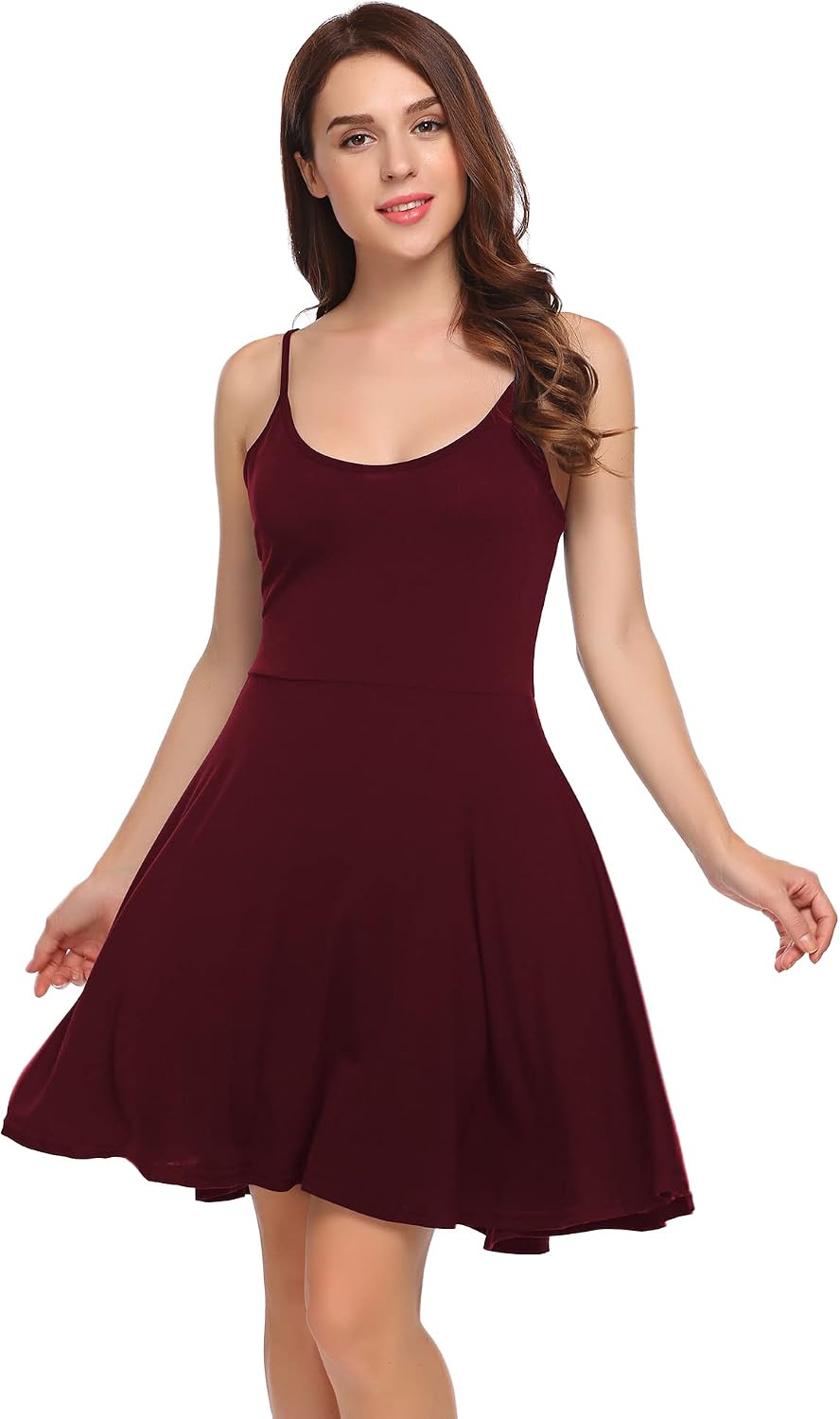 UNibelle Damen Sommerkleid Blumenmuster Kleid V-Ausschnitt Strandkleid Verstellbaren Spaghettiträger