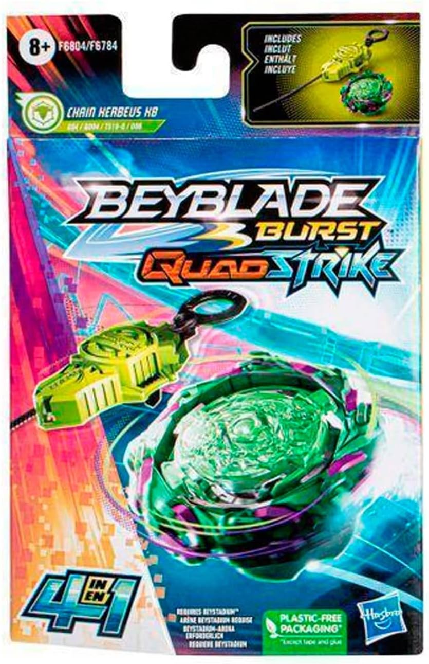 Hasbro Beyblade Burst QuadStrike Chain Kerbeus K8 Starter Pack, Battle Kreisel mit Starter, Spielzeu