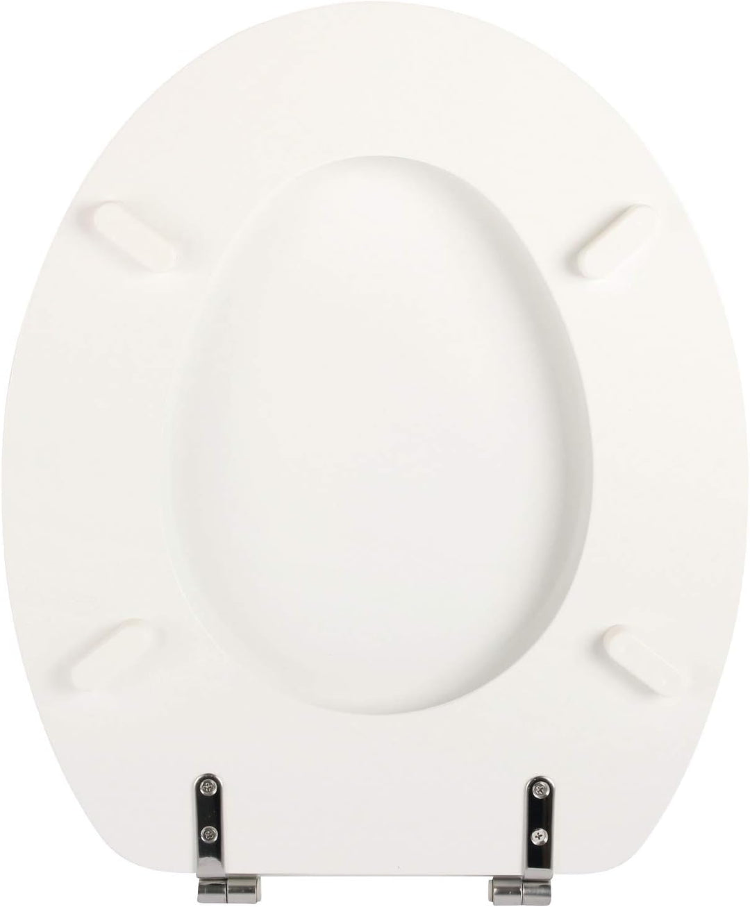 'aquaSu® WC-Sitz Bingo, Weiss, Toilettensitz mit Holz-Kern & Edelstahl-Scharnier, ovale Standard O F