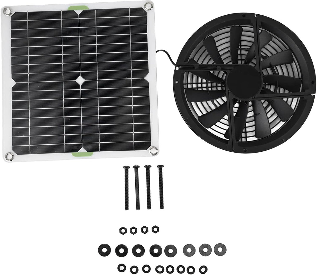 Solarpanel-Lüfter-Kit, 10 Zoll 100 W Wasserdichtes Solarpanel, Rundes Lüftungsgehäuse, Solar-Abluftv
