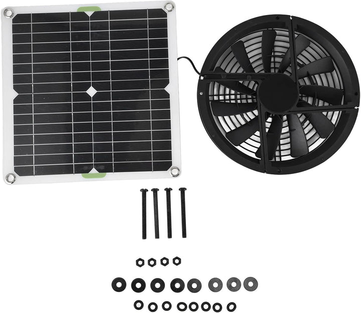 Solarpanel-Lüfter-Kit, 10 Zoll 100 W Wasserdichtes Solarpanel, Rundes Lüftungsgehäuse, Solar-Abluftv