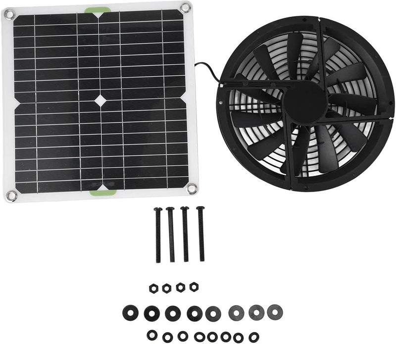 Fafeicy Solarpanel-Lüfter-Kit, 100 W 2 A Wasserdichter Lüftungsgehäuse-Abluftventilator, 23–24% Umwa