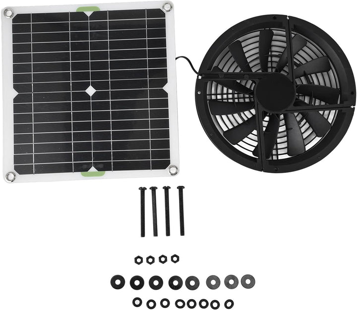 Fockety Solarbetriebenes Lüfter-Kit, 100 W, 12 V, 10 Zoll, Wasserdicht, Kühlender, Runder Solarpanel