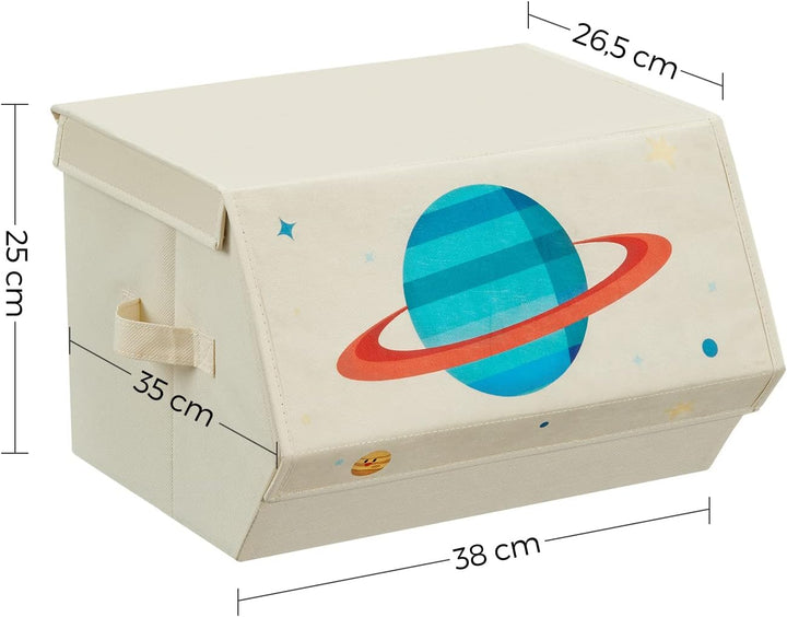 SONGMICS Aufbewahrungsbox Kinder, 3er Set, Faltboxen, Spielzeugkiste mit Deckel, 38 x 35 x 25 cm, fü