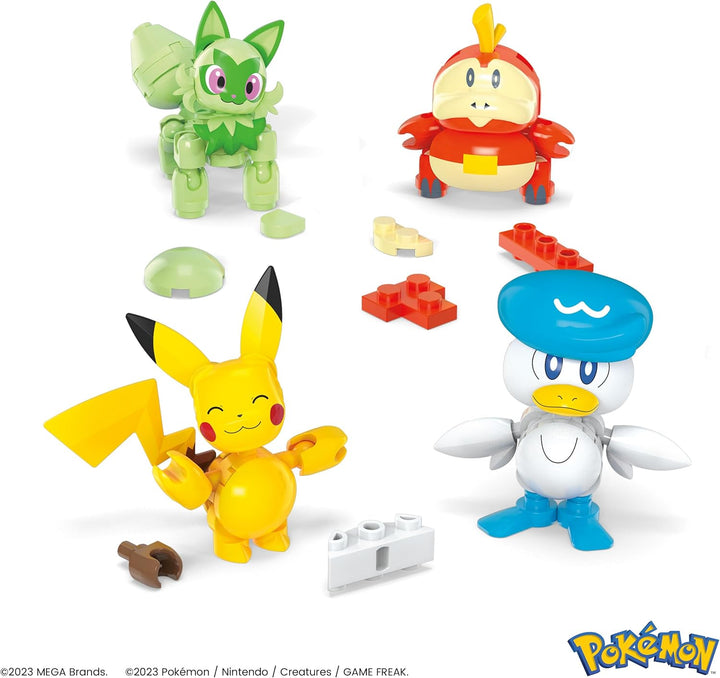 MEGA POKÉMON Paldea-Region - Pikachu und die ersten Partner-Pokémon Felori, Krokel und Kwaks, Zusamm