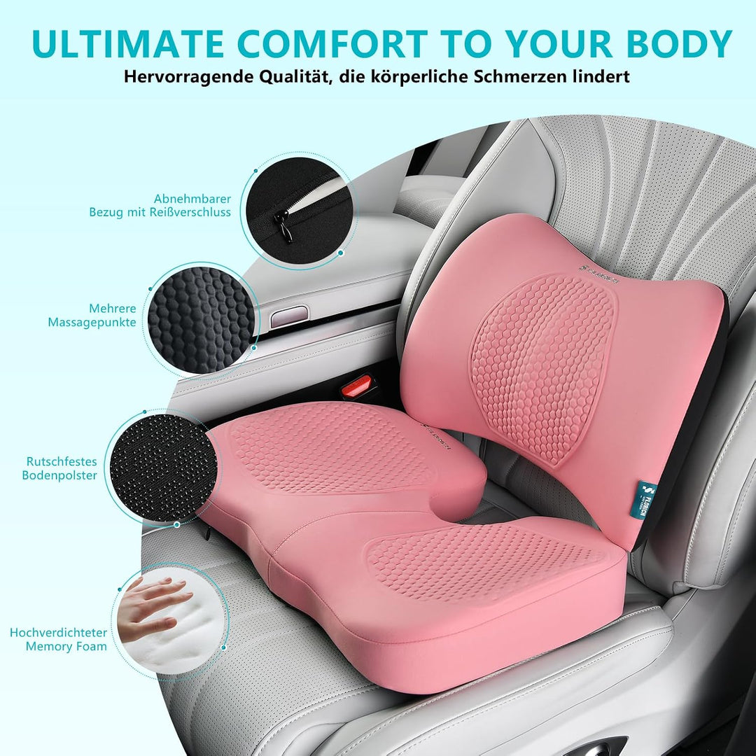 FLORICH Auto Sitzkissen und Lendenkissen Memory Foam Schreibtischstuhl Kissen Ergonomisches Sitzkiss