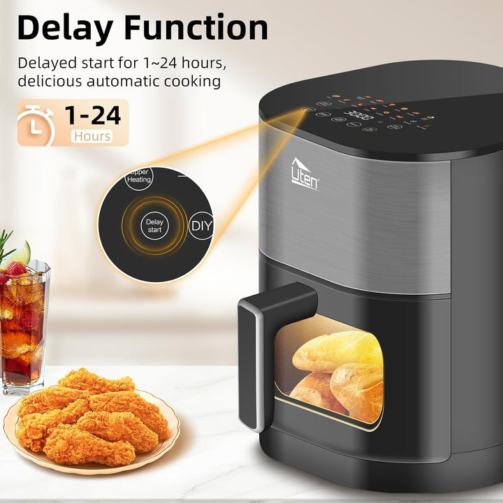 Uten Dual Blaze Heissluftfritteuse 5,5 L mit Sichtfenster, Farbbildschirm, 14 Programme, Verzögerter