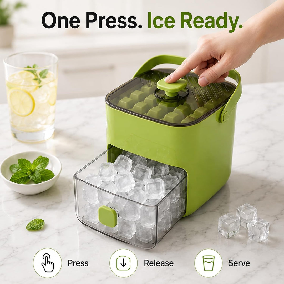 Klein Eiswürfelmaschine, Ice Cube Maker, 48 Stück Eiswürfel, einfaches Drücken, um das Eis zu lösen,