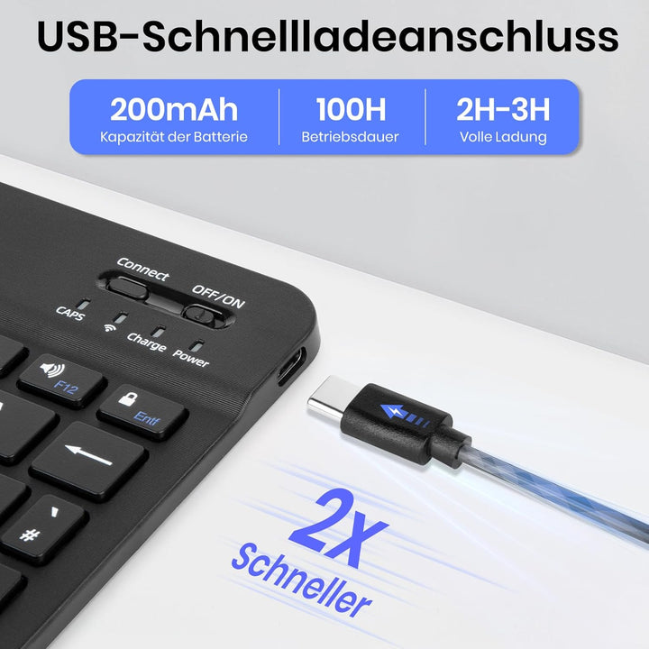 KTOITION Tastatur Hülle für Samsung Tab S6 Lite 10,4 Zoll (Modell 2020/2022/2024) – Hülle mit QWERTZ