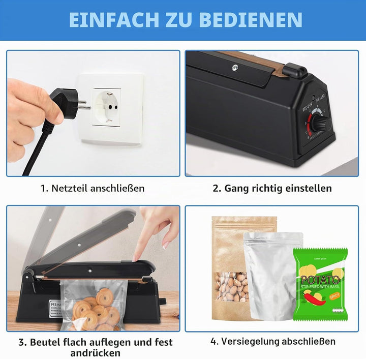 Heisssiegelgerät Folienschweissgerät 200mm, Folienschweissgerät, Impulse Heat Bag Sealer, Bag Sealer