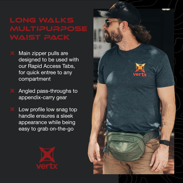 Vertx Long Walks MP 2L Tactical Waist Fanny Pack Concealed Carry Gear Bag for Travel, CCW, EDC, Work