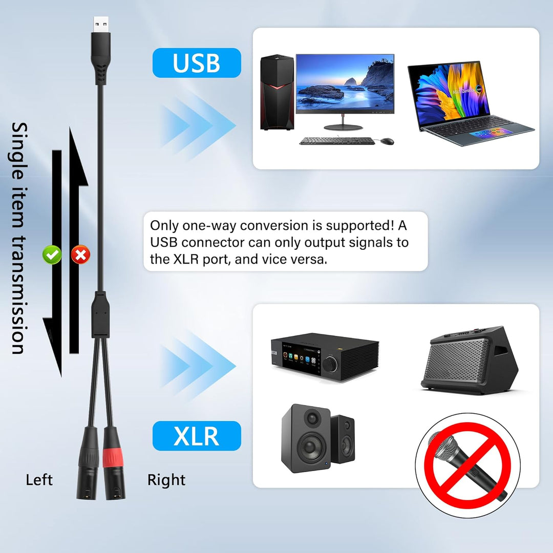 SinLoon USB-A Stecker auf Dual XLR Stecker Audiokabel Mit eingebautem 32-Bit/384-kHz-DAC-Chip Stereo