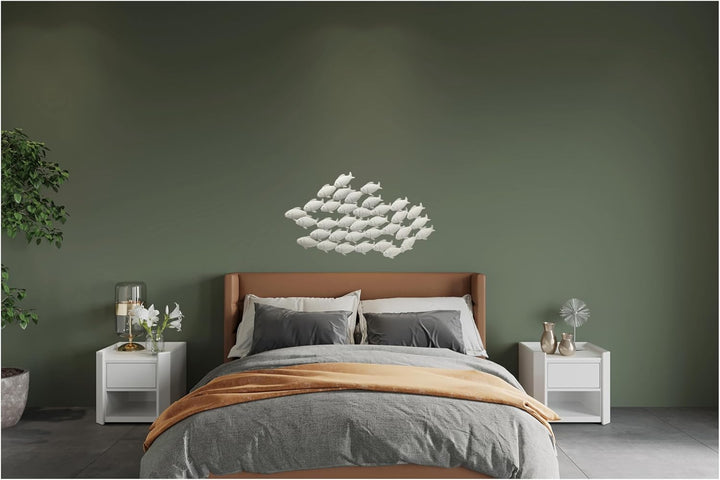 BOLTZE Wandobjekt Fischschwarm Metall, grau, 2 x 97 x 53 cm 2 x 97 x 51 cm, 2 x 97 x 51 cm