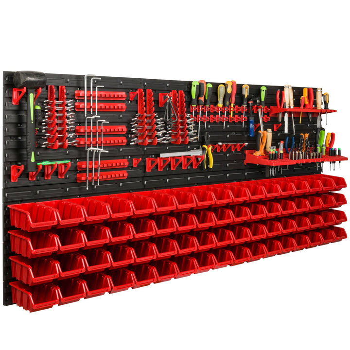 Lagersystem Werkstattregal | 172 x 78 cm | 68 stck. Box | Wandregal mit Werkzeughalterungen und Stap