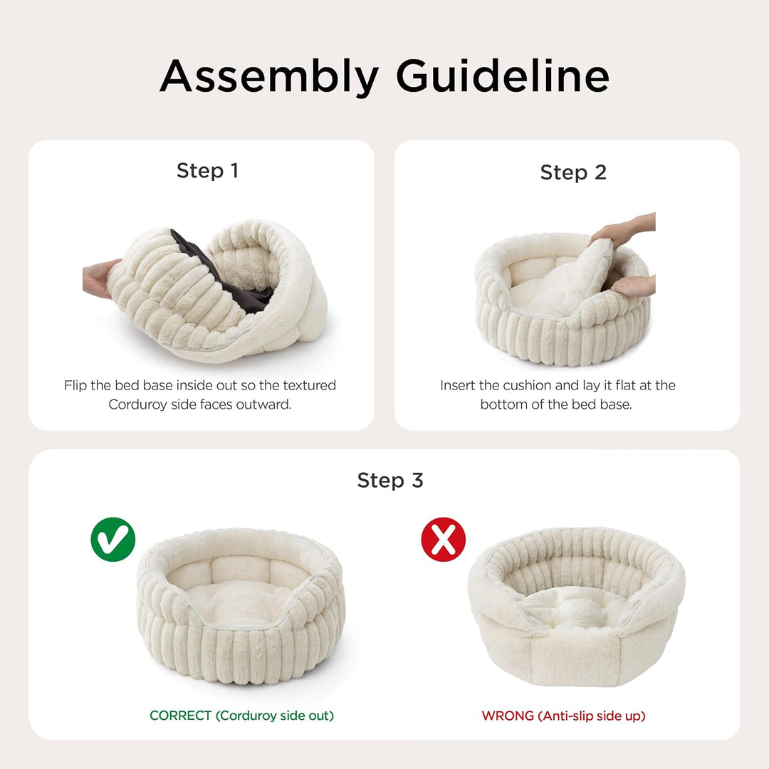 BEDSURE Flauschiges Katzenbett für Wohnungskatzen - 51 x 51 cm kleines rundes Katzenbett, waschbares